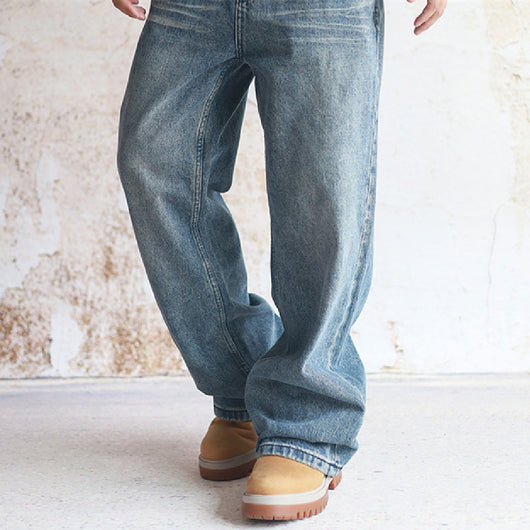 Jeans Rectos Khaki con Lavado Vintage para Hombre - Image 4