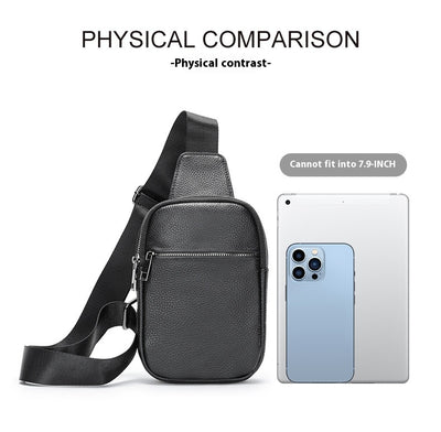 Bolsa de Pecho Crossbody de Cuero Genuino para Hombre - Funcional y Versátil - Image 8
