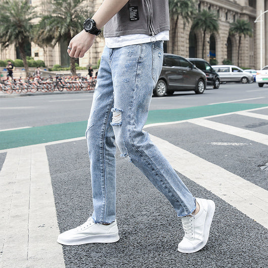 Jeans Slim Fit Coreano Elástico con Roturas Modernas - Image 2