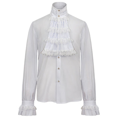 Camisa Gótica de Manga Larga con Cuello Alto y Volantes para Hombre - Image 17