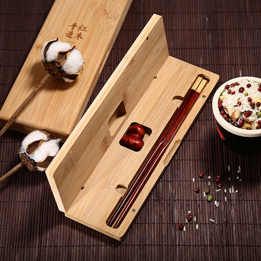 Juego de Palillos de Caoba Chinos Personalizados con Caja de Regalo - Image 3