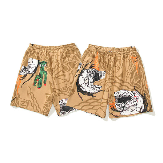 Shorts Casuales Unisex con Estampado Calavera y Cactus - Image 17