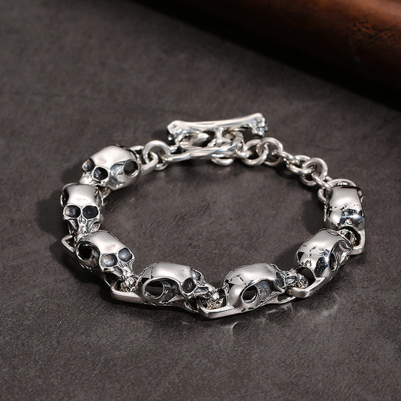 Pulsera de Plata Esterlina 925 con Calavera Punk