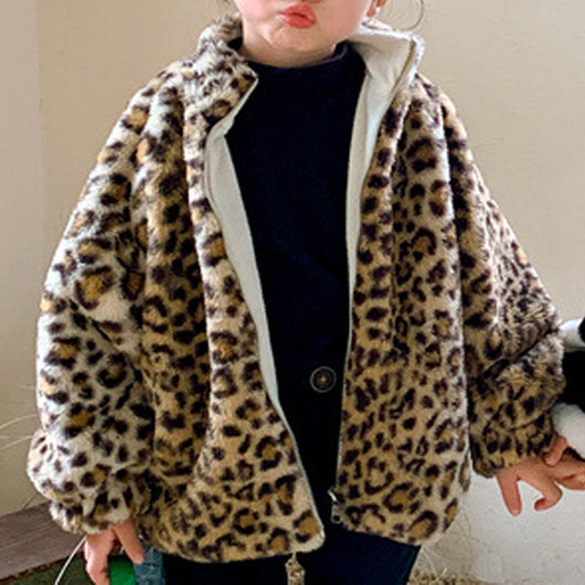 Chaqueta Estampado Leopardo con Cuello Alto para Niños y Niñas - Image 2