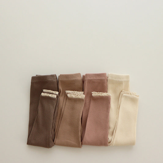 Leggings Elásticos para Niña con Ribete de Encaje - Image 2