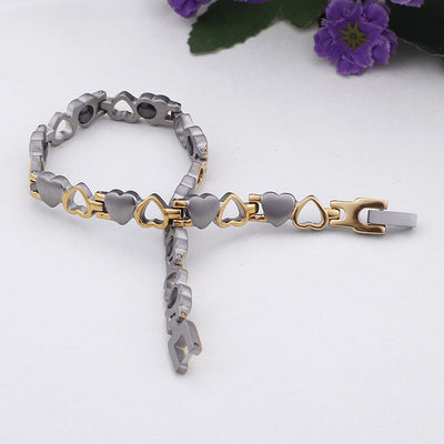 Pulsera Magnética de Titanio Corazón - Acero Inoxidable Plata y Oro - Image 3
