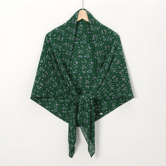 Pañuelo Cuadrado de Gasa Estampado Perla con Pliegues - Image 10