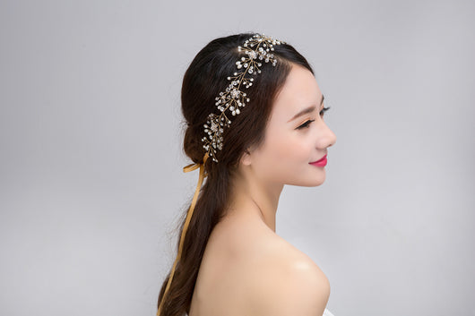 Accesorios para el Cabello Nupcial de Oro y Plata con Cristales Hechos a Mano - Image 4