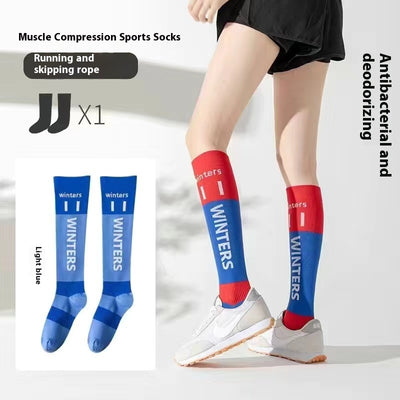 Medias de Compresión Deportiva Infantil con Diseño Patchwork de Contraste - Image 6