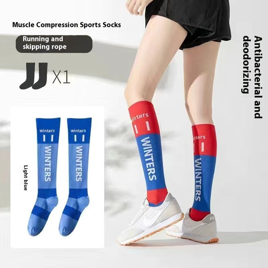 Medias de Compresión Deportiva Infantil con Diseño Patchwork de Contraste - Image 6