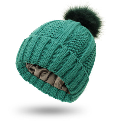 Gorro Tejido de Invierno con Pompón de Pelaje Sintético para Mujer - Image 11