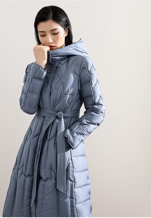 Chaqueta Larga Acolchada sin Costuras con Plumón para Mujer - Image 8
