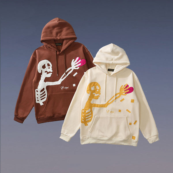 Sudadera con Capucha y Panel de Calavera Ósea