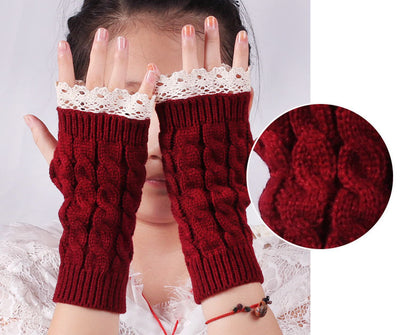 Guantes Tejidos Largos Calefactores con Encaje y Dedos Libres - Image 16