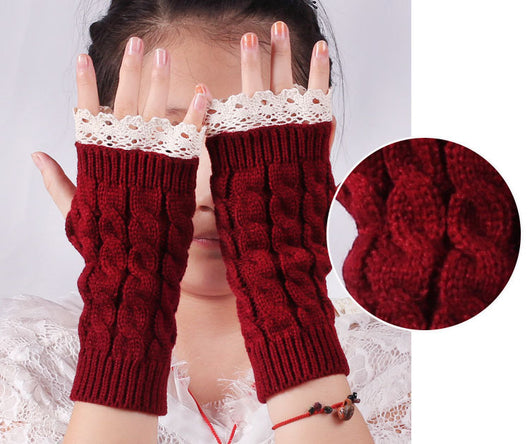 Guantes Tejidos Largos Calefactores con Encaje y Dedos Libres - Image 16