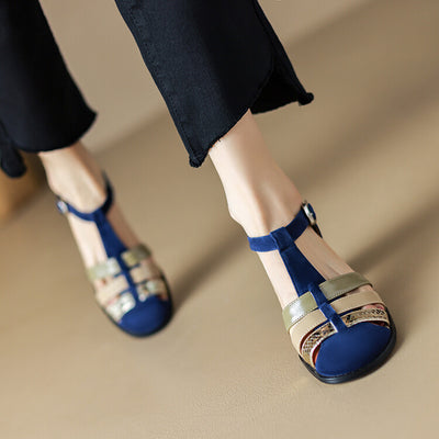Sandalias Elegantes con Tacón Grueso y Hebilla en Gamuza de Cordero - Image 6