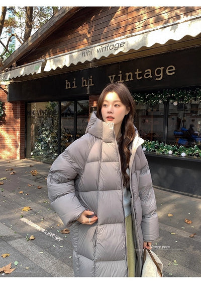 Abrigo Puffer Acolchado Suelto Estilo Coreano Largo a la Rodilla para Mujer - Image 15