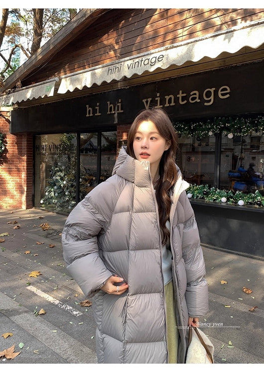Abrigo Puffer Acolchado Suelto Estilo Coreano Largo a la Rodilla para Mujer - Image 15