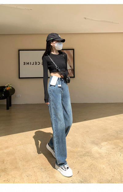 Pantalones Vaqueros Pierna Ancha Talla Grande para Mujer Otoño e Invierno - Image 8