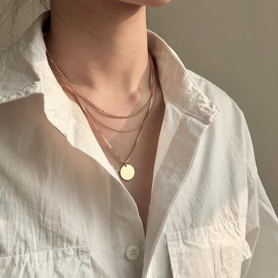 Collar Pendiente Multicapa con Discos Trendy - Image 7
