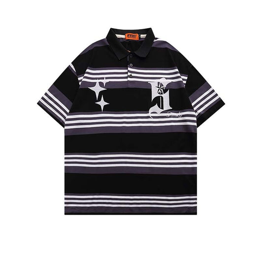 Polo Manga Corta con Rayas y Bordado de Letras para Hombre - Image 6