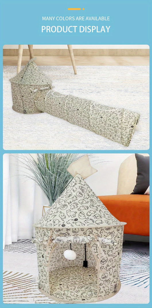 Casa Túnel para Gatos 4 Estaciones - Carpa Plegable Portátil con Túnel Extensible - Image 12