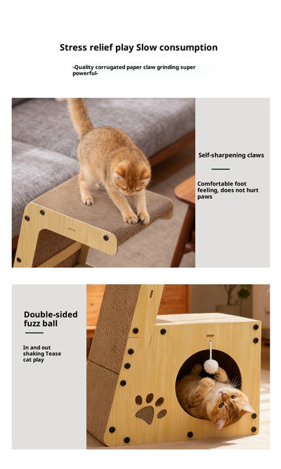 Rascador Multifuncional de Cartón Corrugado para Gatos con Entretenimiento Integrado - Image 13
