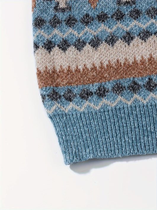Suéter Cuello Redondo Grueso para Hombre con Diseño Estampado y Corte Relajado - Image 21