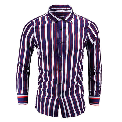 Camisa Manga Larga a Rayas Estilo Coreano para Hombres Jóvenes - Image 3