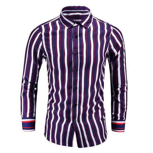Camisa Manga Larga a Rayas Estilo Coreano para Hombres Jóvenes - Image 3
