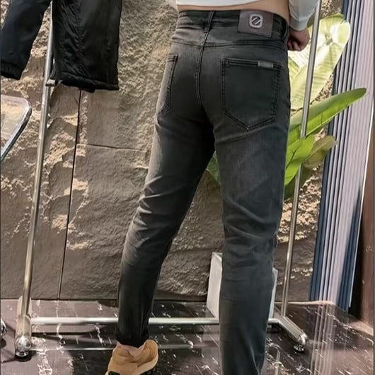 Jeans Slim Fit Negros Lavados para Hombre - Estilo Europeo Moderno - Image 16