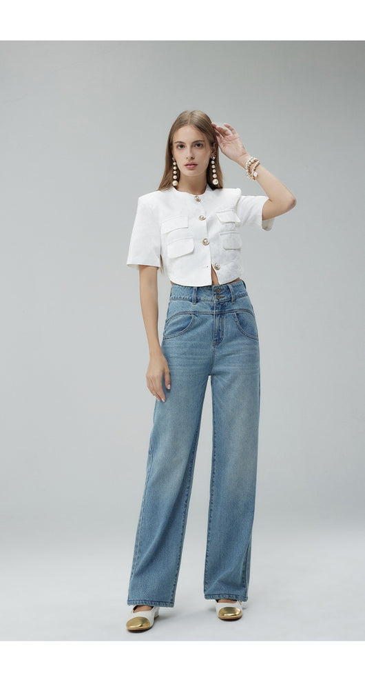 Pantalones Anchos Cintura Alta Estilo Retro con Detalles Rotos para Mujer - Image 11