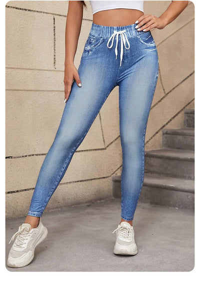 Pantalones Estampados de Cintura Alta con Cordón Ajustable - Image 9