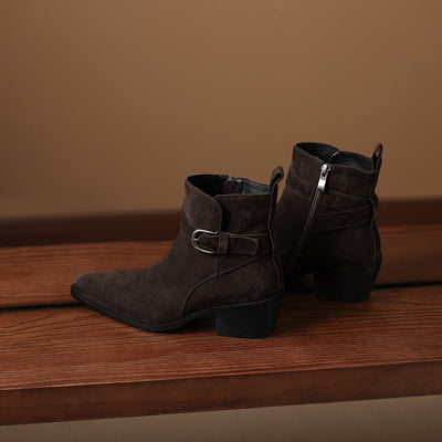 Botas de Ante con Tacón Grueso y Forro Polar para Otoño-Invierno - Image 24