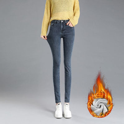 Jeans de Cintura Alta Ajustados para Mujer con Forro de Polar - Image 7