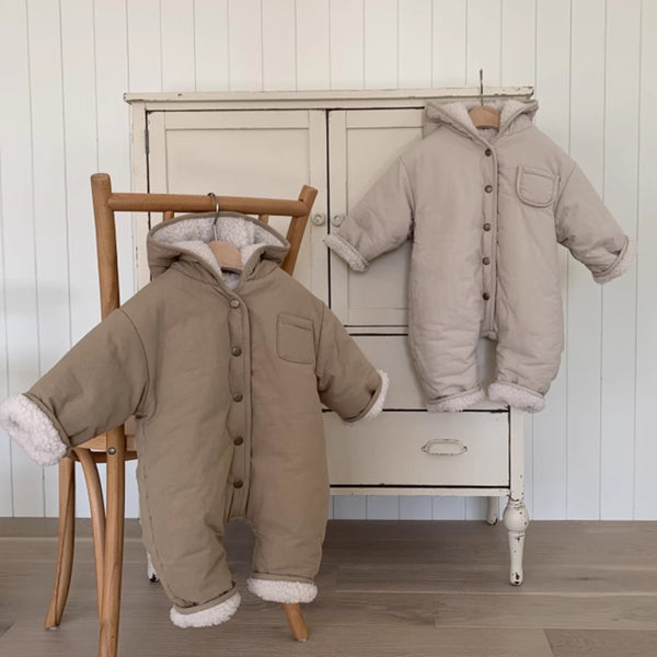 Jumpsuit Casual Acolchado en Lana de Cordero con Capucha