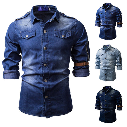 Camisa Vaquera Lavada para Hombre de Manga Larga - Image 13