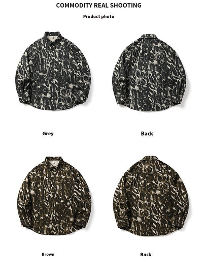 Camisa de Camuflaje Holgada de Manga Larga para Hombre - Image 15