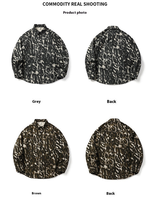 Camisa de Camuflaje Holgada de Manga Larga para Hombre - Image 15