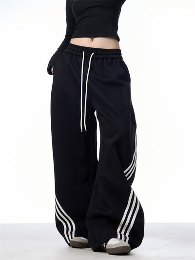 Pantalones Casuales Anchos a Rayas con Cordones - Image 23