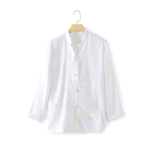 Camisa de Lino Estilo Chino Suelta para Hombre - Image 6