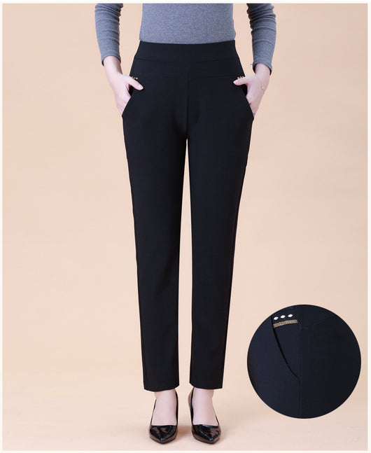 Pantalones Negros Talla Grande para Mujer con Cintura Ajustada y Corte Recto - Image 4