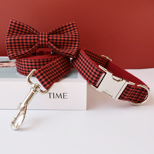 Accesorios de Algodón a Cuadros Rojo y Negro con Herrajes