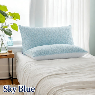 Almohada de Espuma Viscoelástica con Textura Refrescante y Patrón de Piedra Azul - Image 6