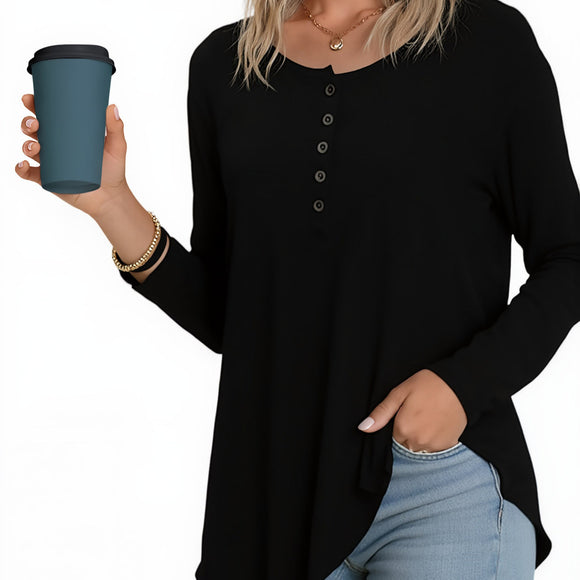 Blusa Larga de Manga Larga Cintura Alta para Otoño