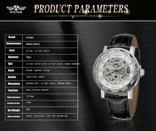 Reloj Mecánico Clásico con Cristales Brillantes y Diseño Hueco - Image 14
