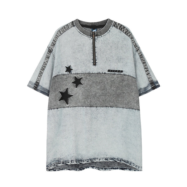 Camisa de Mezclilla Azul Clásica de Manga Corta para Hombre