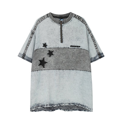 Camisa de Mezclilla Azul Clásica de Manga Corta para Hombre