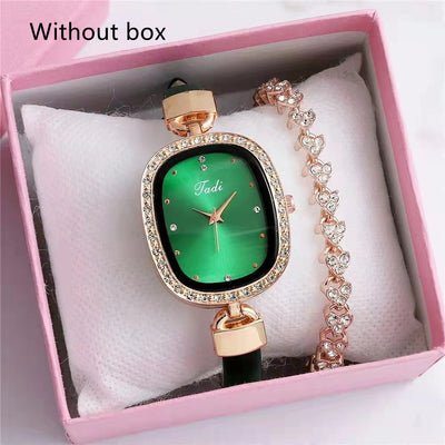 Reloj de Pulsera para Mujer con Brazalete de Diamantes - Conjunto de 2 Piezas - Image 21