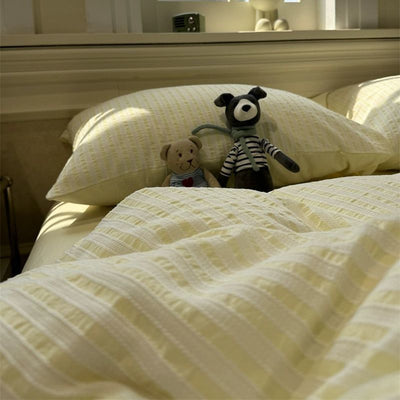 Juego de Cama Acolchado Estilo Coreano a Rayas 4 Piezas - Image 24
